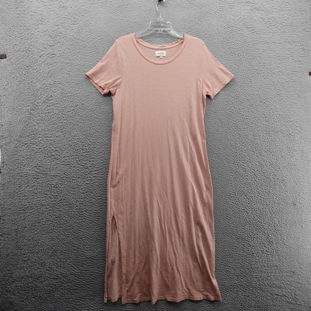 Mate The Label Cotton Slub Knit Dana T Shirt Dress Large Pink Womens Casual Midi
